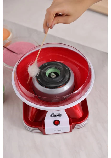 Cookplus Retro Pamuk Şeker Makinesi Kırmızı 5 Parça Set Dayanıklı Plastik Metal Gövdeli Kompakt Tasarım - 9
