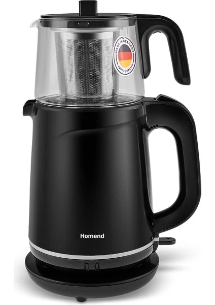 Homend Royaltea 1744H Siyah Çay Makinesi 1 Litre Cam Demlik ve Plastik Gövde ile - 5