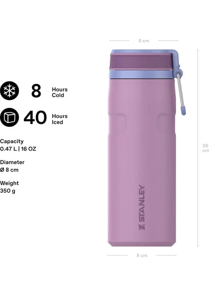 Stanley The Iceflow Twist & Flip Termos Su Şişesi, Lila, 0.47 Litre - 2