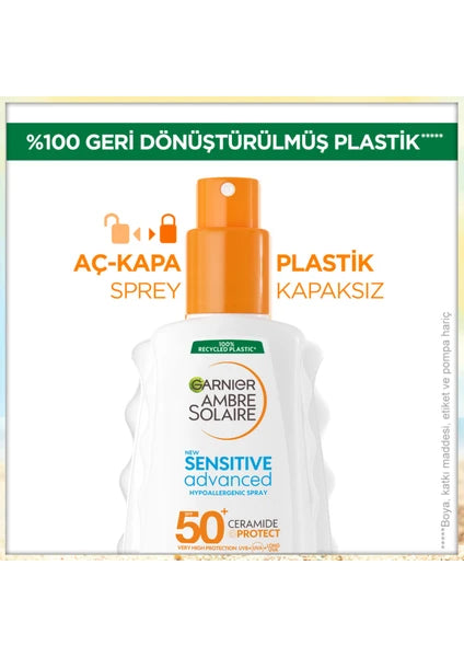 Garnier Ambre Solaire Sensitive Advanced Hipoalerjenik Güneş Koruyucu Sprey SPF50+ 150ML - 4