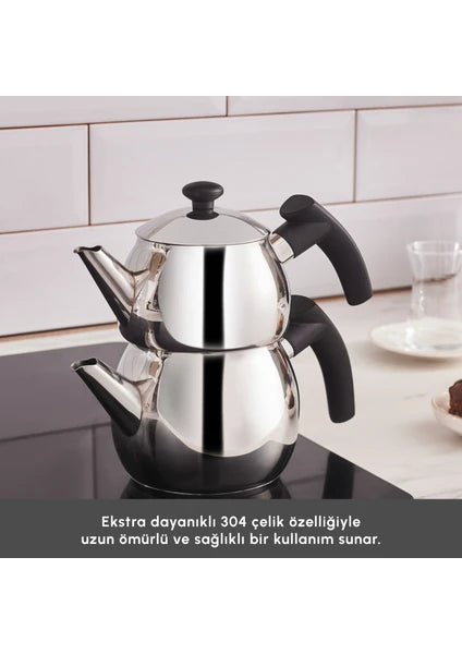 Karaca Adelya İndüksiyon Tabanlı Mini Boy Siyah Çaydanlık Takımı - 5