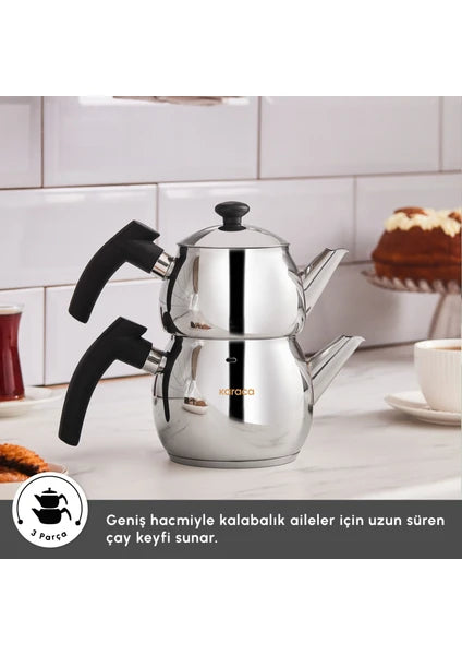 Karaca Adelya İndüksiyon Tabanlı Mini Boy Siyah Çaydanlık Takımı - 3