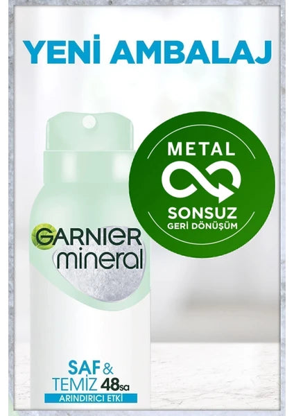 Garnier Mineral Saf ve Temiz Unisex Sprey Deodorant 150 ml 48 Saat Etkili Alkol İçermeyen Ferah Koku - 8