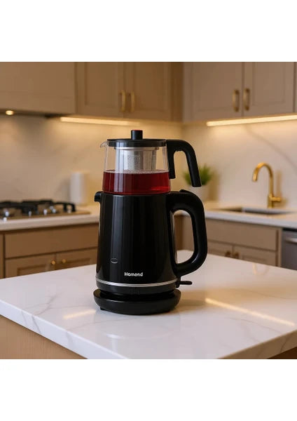 Homend Royaltea 1744H Siyah Çay Makinesi 1 Litre Cam Demlik ve Plastik Gövde ile - 10