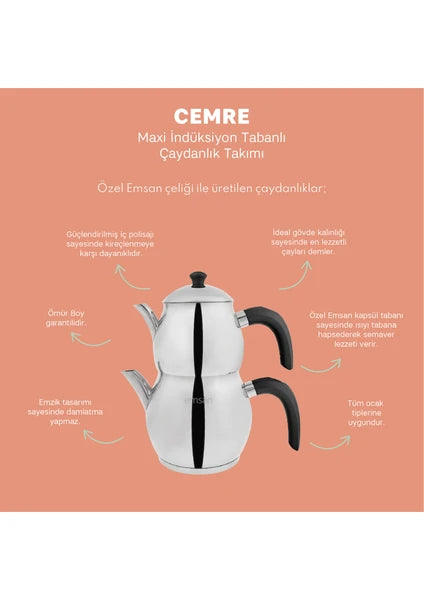 Emsan Cemre Maxi Siyah Çaydanlık Takımı 1.0-2.0Lt - 6