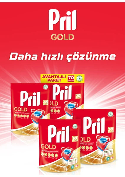 Pril Gold 45 Yıkama Tablet Bulaşık Makinesi Deterjanı Kolay Çözünme ve Ferah Koku - 5
