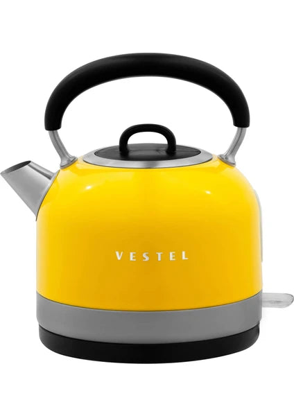 Vestel Retro Su Isıtıcı 1,7 Lt Paslanmaz Çelik Gizli Rezistans Otomatik Kapanma Sarı Renk