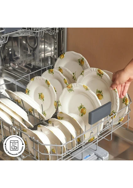 Karaca Lemonade 24 Parça Çok Renkli Yemek Takımı 6 Kişilik Stoneware Malzemeden Desenli - 9