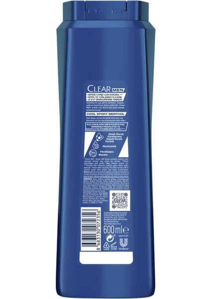 Clear Men Kepeğe Karşı Etkili Şampuan Cool Sport Menthol Ferahlatıcı Mentol Etkisi 600 ml - 10