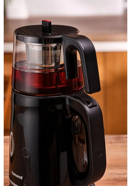 Homend Royaltea 1744H Siyah Çay Makinesi 1 Litre Cam Demlik ve Plastik Gövde ile - 7