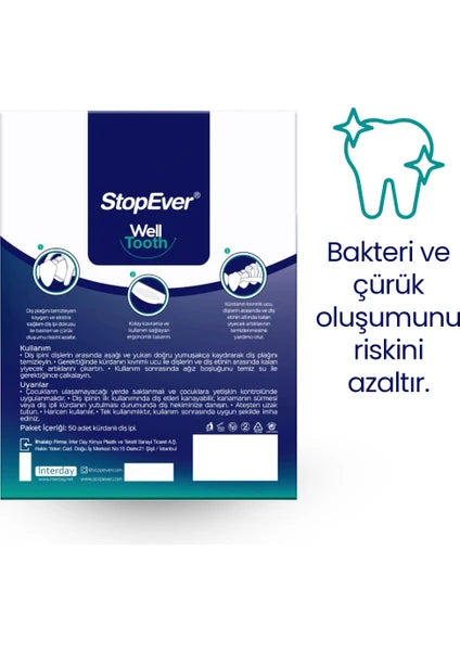 StopEver Kürdanlı Diş İpi 3'lü Paket 3 x 50 - 150 Adet - Taşıma Kılıflı - 3