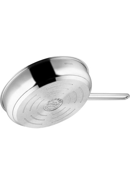 Emsan Elite Düz Tava Gümüş Çelik Malzeme ile 24 cm Boyutunda Tek Parça - 4