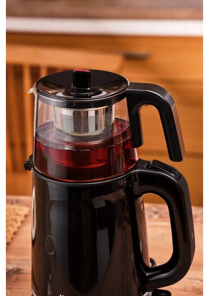 Homend Royaltea 1744H Siyah Çay Makinesi 1 Litre Cam Demlik ve Plastik Gövde ile - 6