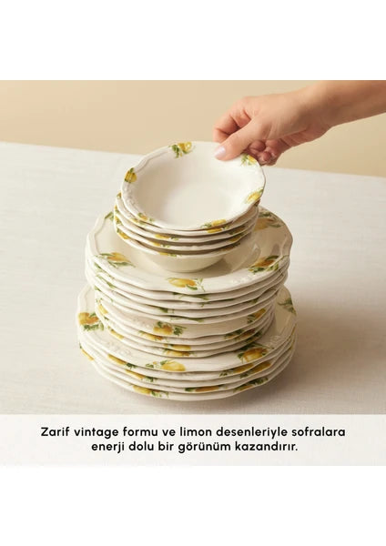 Karaca Lemonade 24 Parça Çok Renkli Yemek Takımı 6 Kişilik Stoneware Malzemeden Desenli - 7