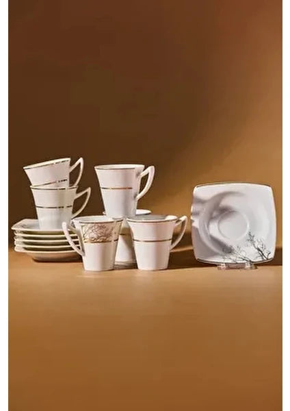 Karaca Autumn Porselen Kahve Fincan Takımı Desenli 6 Kişilik 85 ml Beyaz Renk - 6