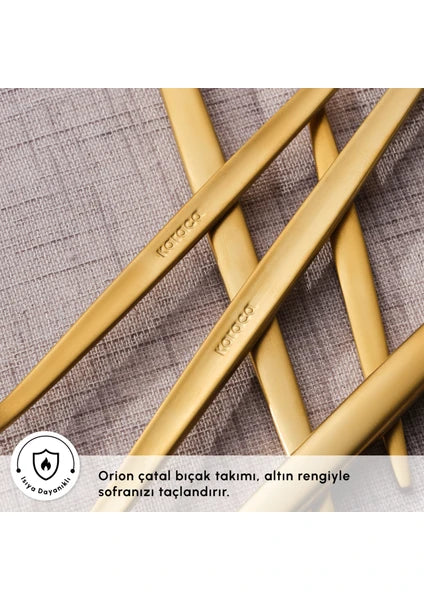 Karaca Orion Mat 12 Kişilik 60 Parça Çatal Kaşık Bıçak Takımı Gold - 5