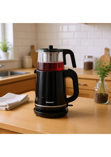 Homend Royaltea 1744H Siyah Çay Makinesi 1 Litre Cam Demlik ve Plastik Gövde ile - 8