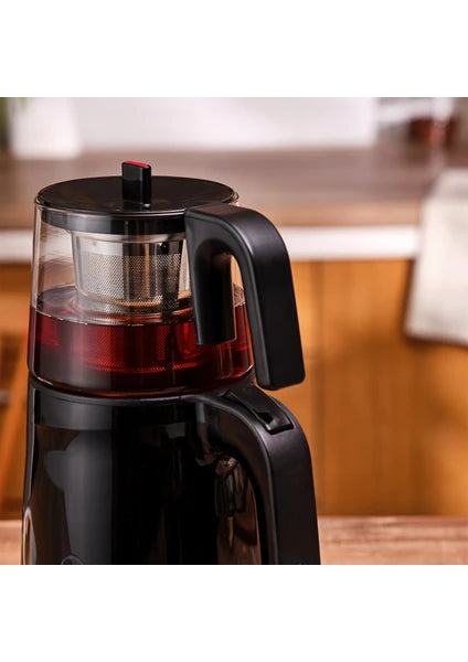 Homend Royaltea 1744H Siyah Çay Makinesi 1 Litre Cam Demlik ve Plastik Gövde ile - 2
