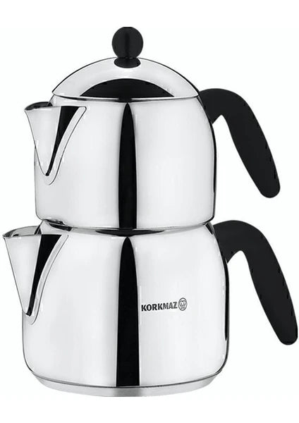 Korkmaz Orbit Maxi 2 lt Çaydanlık Seti - 18/10 Cr-Ni Paslanmaz Çelik, İndüksiyon Tabanlı, Ergonomik Saplı