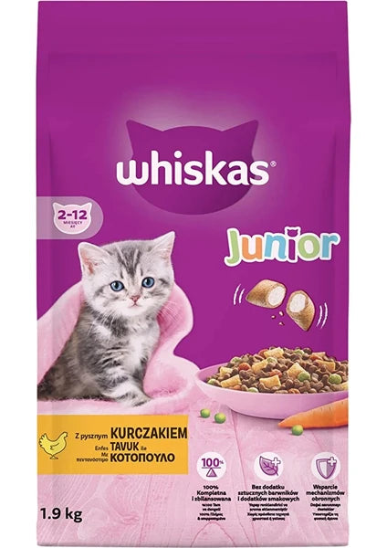 Whiskas Yavru Kedi Maması Tavuk Aromalı 1,9 kg Premium Kalite Türkiye Menşeli