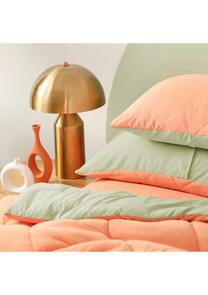 Karaca Home Çift Kişilik Mikrofiber Uyku Seti 195x215 cm Düz Desen Lastikli Çarşaf Kapitoneli Yastık Kılıfı - 2