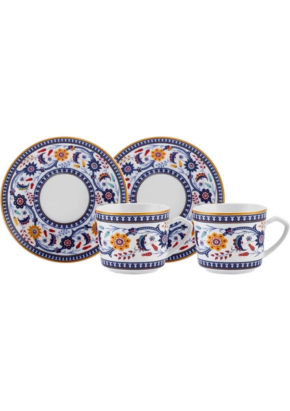 Karaca Ihlamur 2 Parçalı Kahve Fincan Takımı 80 ml Renkli New Bone Şık Sunum - 5