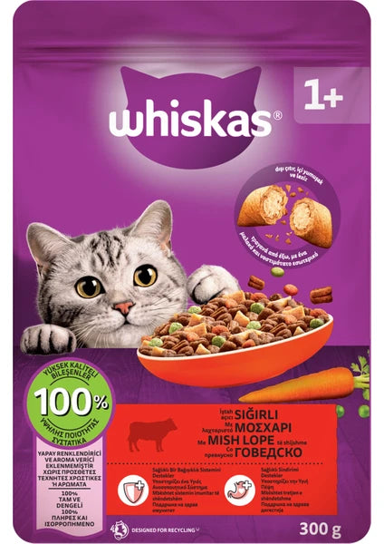 Whiskas Sığır Etli Ekonomik Yetişkin Kedi Maması 300 gr Lezzetli Tat ile Besleyici İçerik - 2
