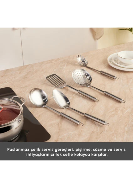 Karaca Karıştır-Pişir-Sakla 18 Parça Servis Gereçli Çelik Tencere Seti - 7