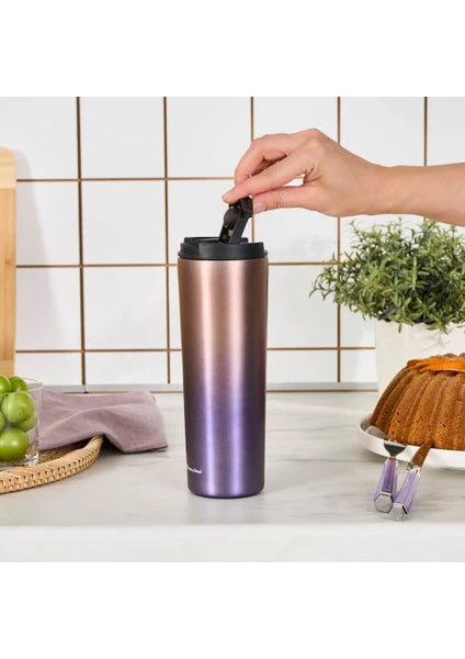 Karaca Violet New Serisi 450 ml Paslanmaz Çelik Taşınabilir Sızdırmaz Ergonomik İçecek Termosu - 4