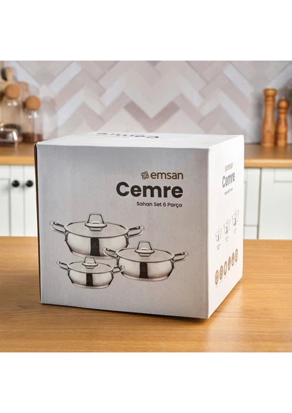 Emsan Cemre İndüksiyon Tabanlı 6 Parça Çelik Sahan Seti - 7