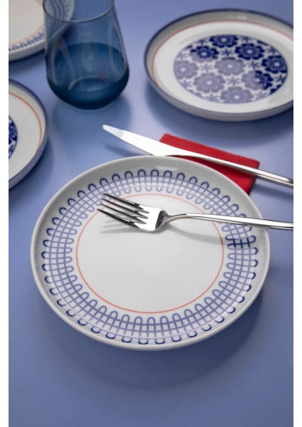 Kütahya Porselen Moderna 19 cm Pasta Takımı Sofia 6 Kişilik Desenli Şık Servis Tabakları - 5