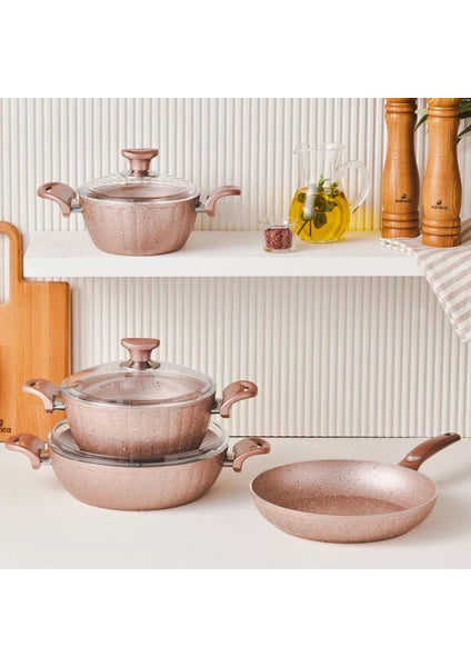 Cookplus Biogranit Dream 7 Parça Tencere Seti Rose
