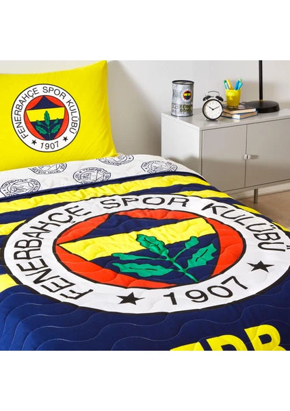 Taç Lisanslı Fenerbahçe Stripe Tek Kişilik Yatak Örtüsü Seti - 2