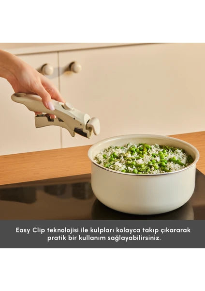 Karaca x Refika Swiss Crystal Almond Cream Easy Clip 5 Parça Indüksiyon Tabanlı Tencere Seti - 4