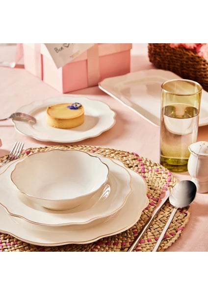 Karaca Daisy Gold Wave Shape Kayıklı 27 Parça 6 Kişilik Porselen Yemek Takımı - 4