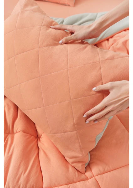 Karaca Home Çift Kişilik Mikrofiber Uyku Seti 195x215 cm Düz Desen Lastikli Çarşaf Kapitoneli Yastık Kılıfı - 8