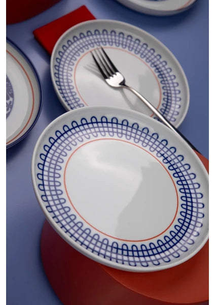 Kütahya Porselen Moderna 19 cm Pasta Takımı Sofia 6 Kişilik Desenli Şık Servis Tabakları - 3