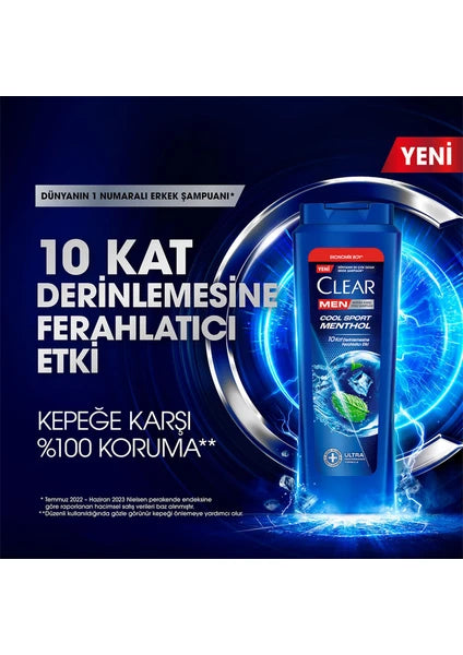 Clear Men Kepeğe Karşı Etkili Şampuan Cool Sport Menthol Ferahlatıcı Mentol Etkisi 600 ml - 3