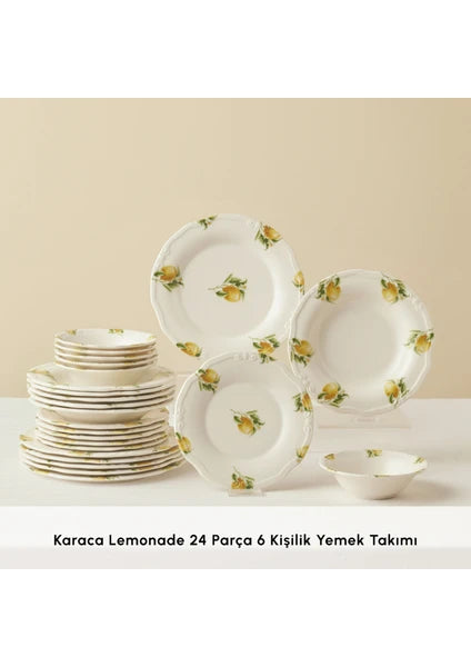 Karaca Lemonade 24 Parça Çok Renkli Yemek Takımı 6 Kişilik Stoneware Malzemeden Desenli - 3