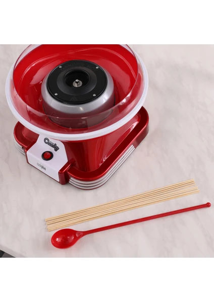 Cookplus Retro Pamuk Şeker Makinesi Kırmızı 5 Parça Set Dayanıklı Plastik Metal Gövdeli Kompakt Tasarım - 4