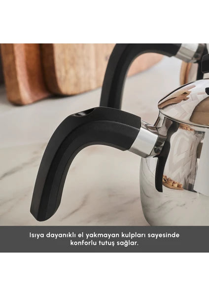 Karaca Belinay Midi Çaydanlık Takımı Paslanmaz Çelik Siyah Renk ile Dayanıklı ve Şık - 5