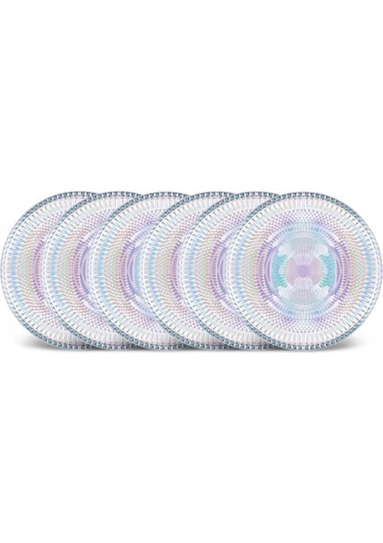 Karaca Şeffaf Desenli Cam Pasta Tabağı Seti 21 cm Çap 6 Adet Şık Sunum ve Servis Tabağı - 6