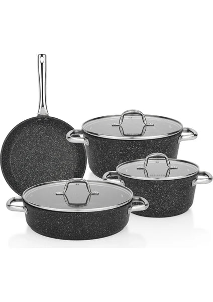 Schafer Dark Millard Y.Y.Tencere Seti - Ind-7 Parça-Siyah