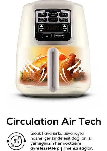 Karaca Air Pro Cook XL 2 in 1 Konuşan Airfryer Iconic Beige 4 Kişilik Fritöz - 4