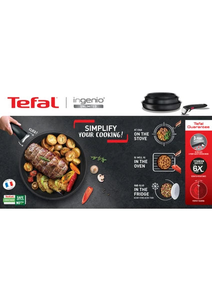 Tefal Ingenio Mix 6 x 24 cm İndüksiyon Tabanlı Düz Tava Titanyum Kaplama Siyah Renkli - 5