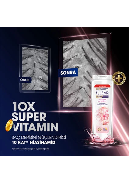 Clear Women Kepeğe Karşı Etkili Şampuan Yumuşak Parlak Kiraz Çiçeği Esansı Keratin 600 ml - 6