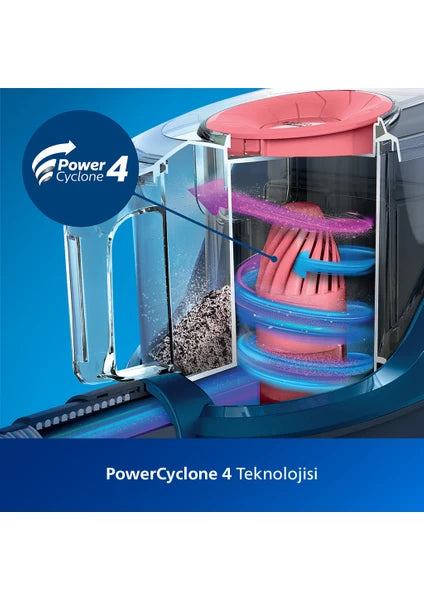 Philips 2000 Serisi Torbasiz Elektrikli Süpürge, 750W, PowerCyclone 4, Super Clean Air Filtre, Kompakt ve Hafif, XB2123/09 - 6