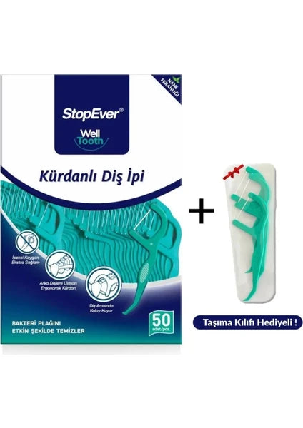 Stopever Well Tooth Kürdanlı Diş İpi 6'lı Nane Ferahlığı ile Taşıma Kılıflı Ergonomik Tasarım - 9