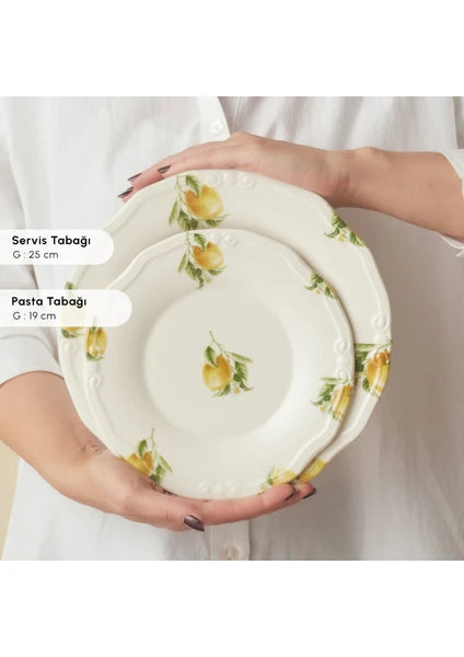Karaca Lemonade 24 Parça Çok Renkli Yemek Takımı 6 Kişilik Stoneware Malzemeden Desenli - 4