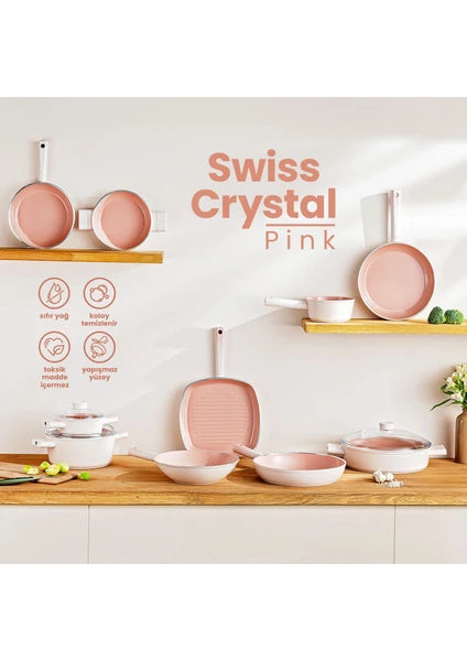 Emsan Swiss Crystal 26 cm Tava Pembe - 6